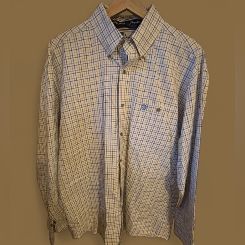 Wrangler George Strait cowboy collection button down plaid  large Western shirt